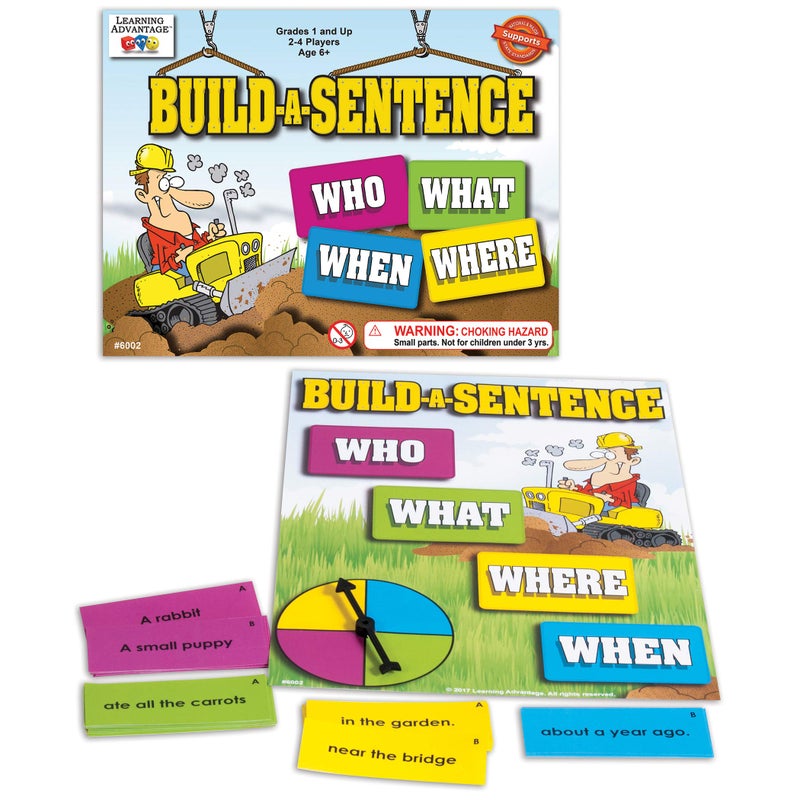 LEARNING ADVANTAGE Build-A-Sentence - Learning Games for Kids - Sentence Building and Literacy Game - Homeschool Supplies - Image 1